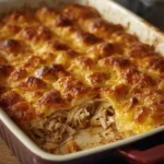 Frango com Catupiry em uma travessa desfiado