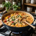 Técnica de cozinhar todos os ingredientes na mesma panela para economizar tempo e louça.