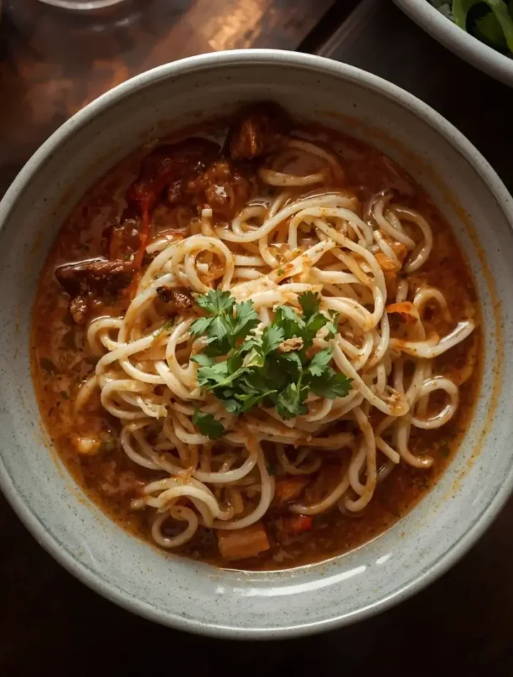 espaguete de arroz com molho natural