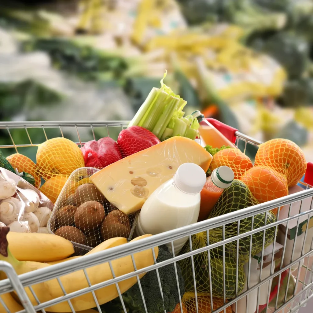 seleção de alimentos frescos e nutritivos